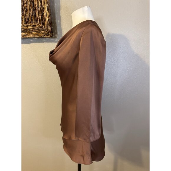 Joseph Ribkoff Top 2 XS Brown Tiered Cowl Neck Long Sleeve $185 - Picture 5 of 13